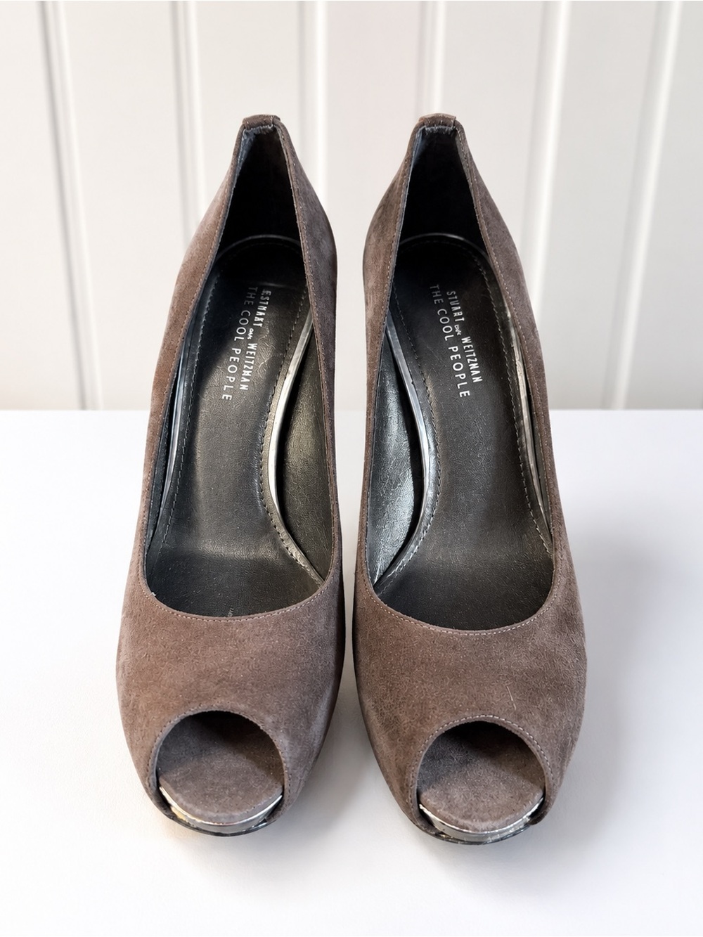 Stuart Weitzman Brown Suede Peep-Toe Heels NWT